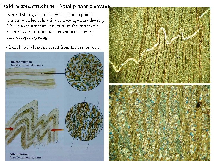 Fold related structures: Axial planar cleavage When folding occur at depth>~5 km, a planar