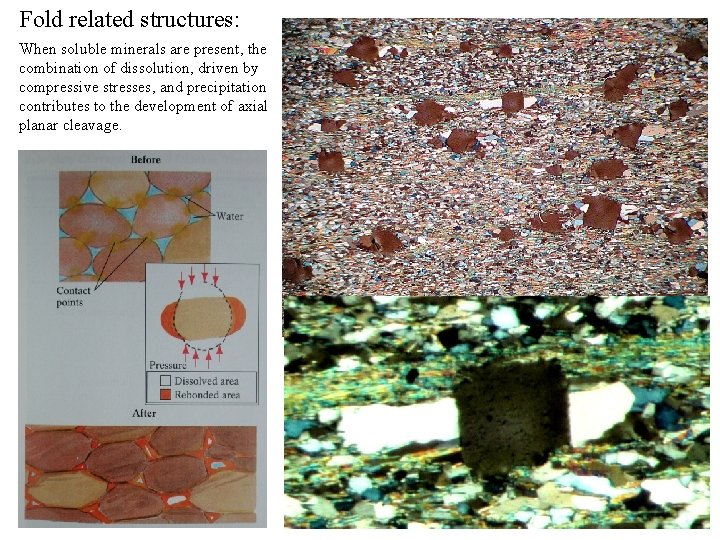 Fold related structures: When soluble minerals are present, the combination of dissolution, driven by