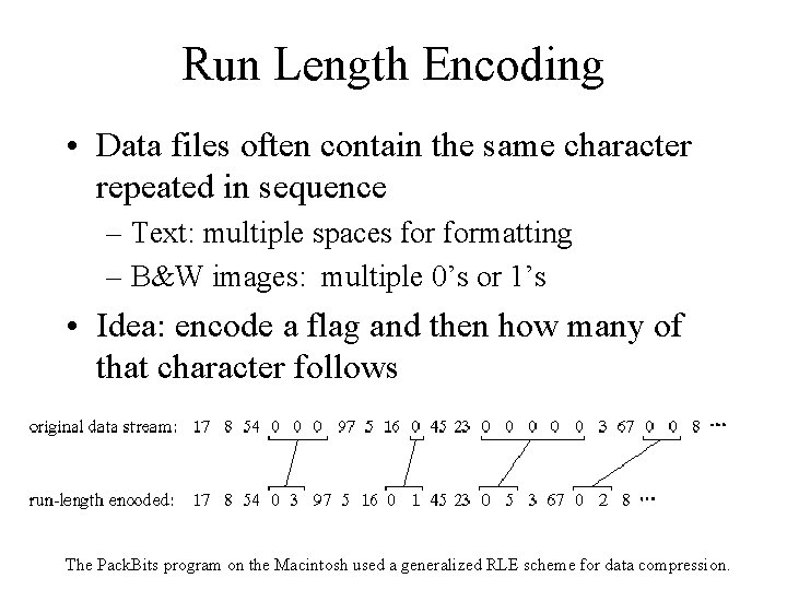 Run Length Encoding • Data files often contain the same character repeated in sequence