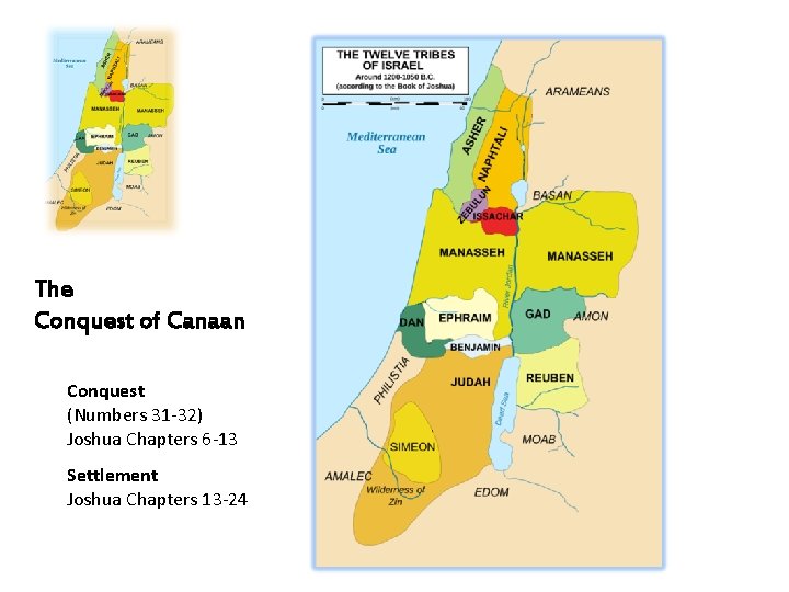 The Conquest of Canaan Conquest (Numbers 31 -32) Joshua Chapters 6 -13 Settlement Joshua