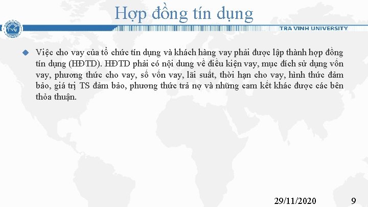 Hợp đồng tín dụng Việc cho vay của tổ chức tín dụng và khách