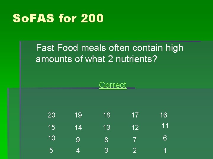 So. FAS for 200 Fast Food meals often contain high amounts of what 2 So. FAS for 200 Fast Food meals often contain high amounts of what 2