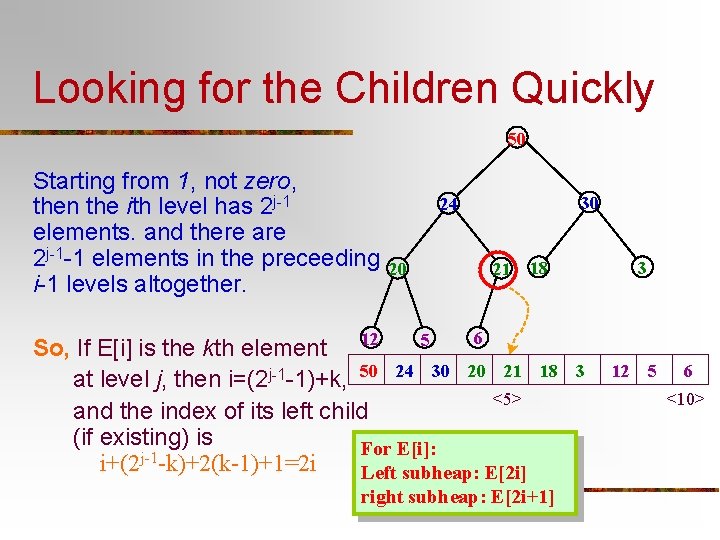 Looking for the Children Quickly 50 Starting from 1, not zero, then the ith