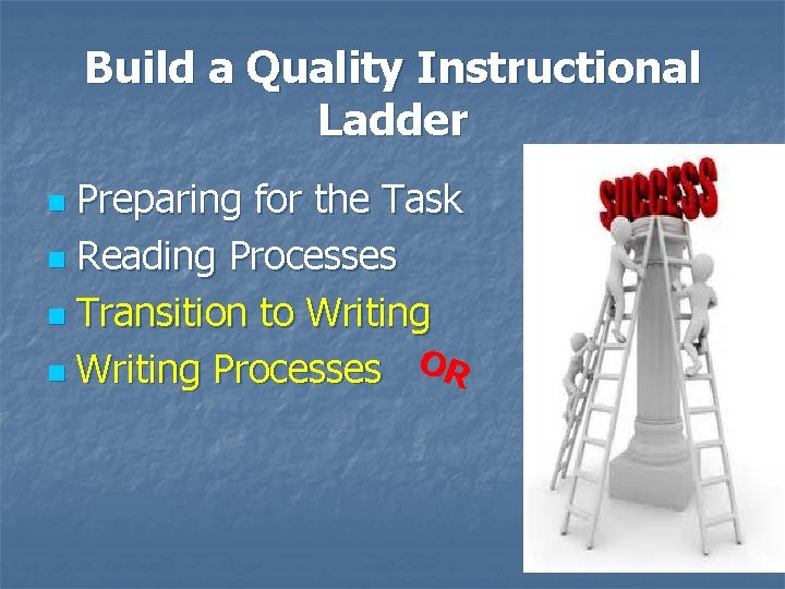 Build a Quality Instructional Ladder Preparing for the Task n Reading Processes n Transition Build a Quality Instructional Ladder Preparing for the Task n Reading Processes n Transition