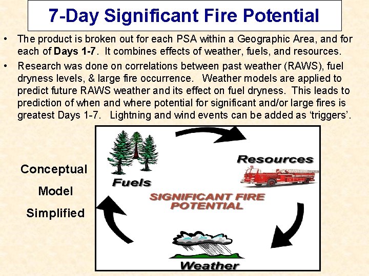 7 -Day Significant Fire Potential • The product is broken out for each PSA