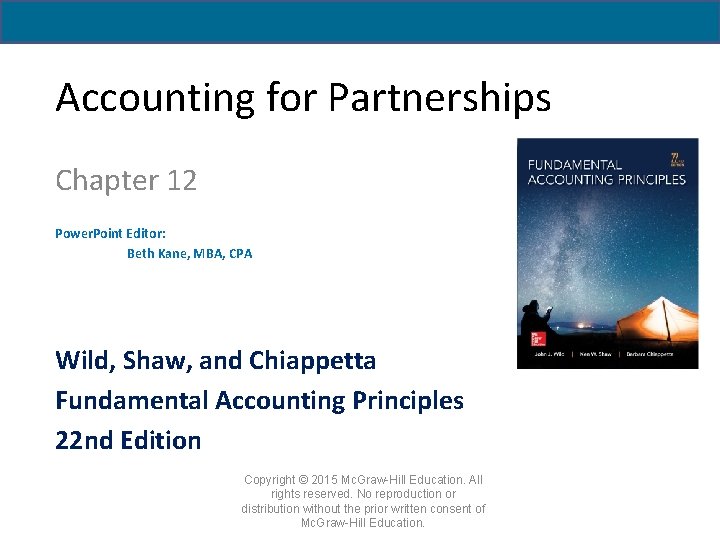Accounting for Partnerships Chapter 12 Power Point Editor