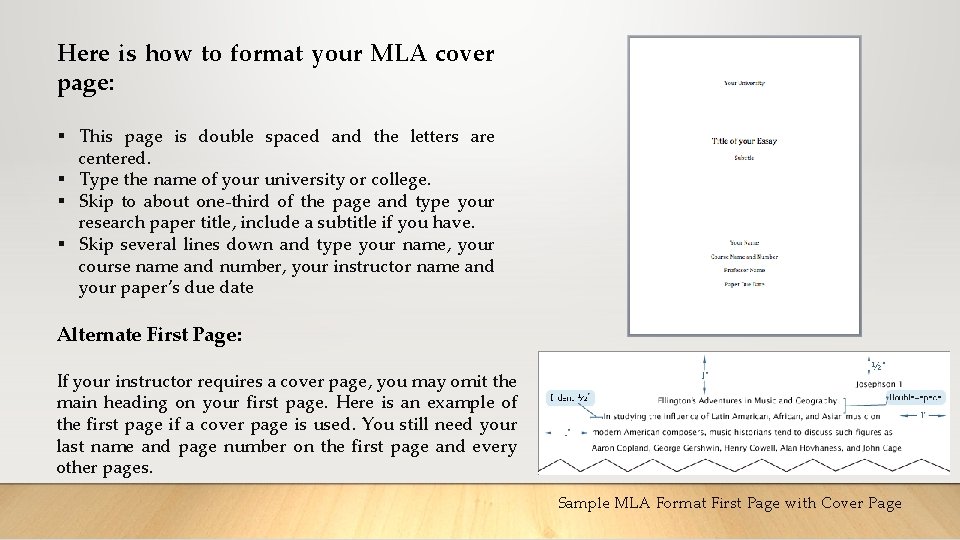 Here is how to format your MLA cover page: § This page is double