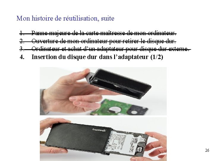 Mon histoire de réutilisation, suite 1. 2. 3. 4. Panne majeure de la carte