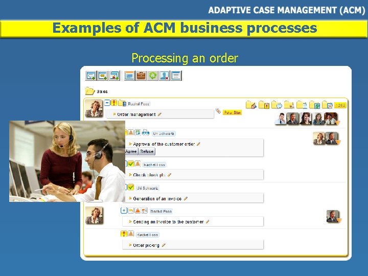 Examples of ACM business processes Processing an order 