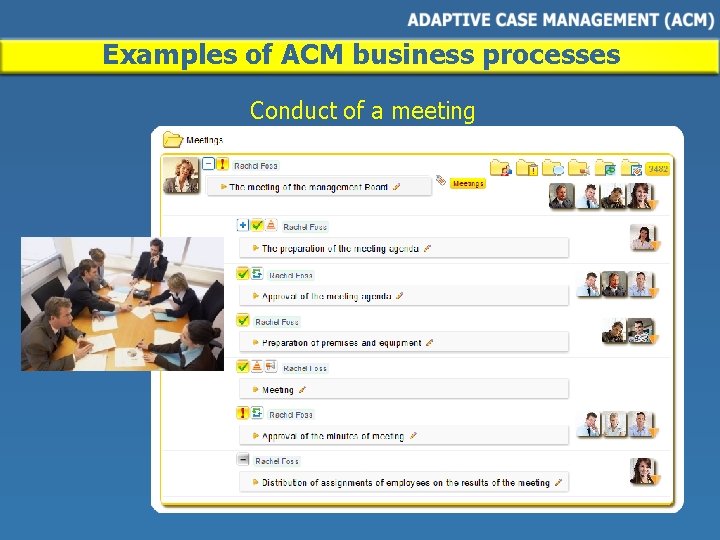 Examples of ACM business processes Conduct of a meeting 