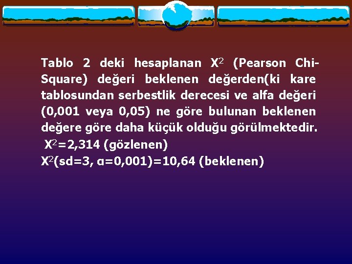 Tablo 2 deki hesaplanan Χ 2 (Pearson Chi. Square) değeri beklenen değerden(ki kare tablosundan Tablo 2 deki hesaplanan Χ 2 (Pearson Chi. Square) değeri beklenen değerden(ki kare tablosundan