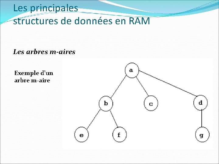 Les principales structures de données en RAM Les arbres m-aires Exemple d’un arbre m-aire