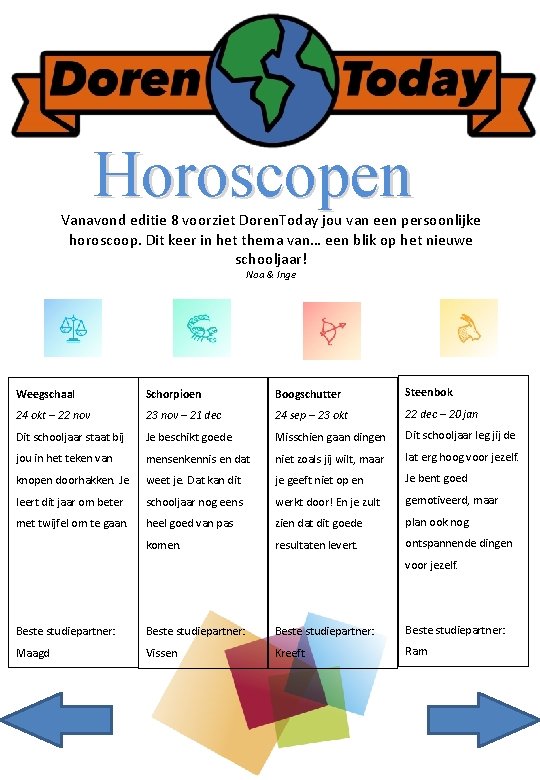 Horoscopen Vanavond editie 8 voorziet Doren. Today jou van een persoonlijke horoscoop. Dit keer