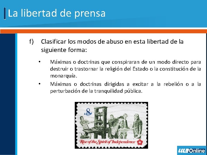 La libertad de prensa f) Clasificar los modos de abuso en esta libertad de