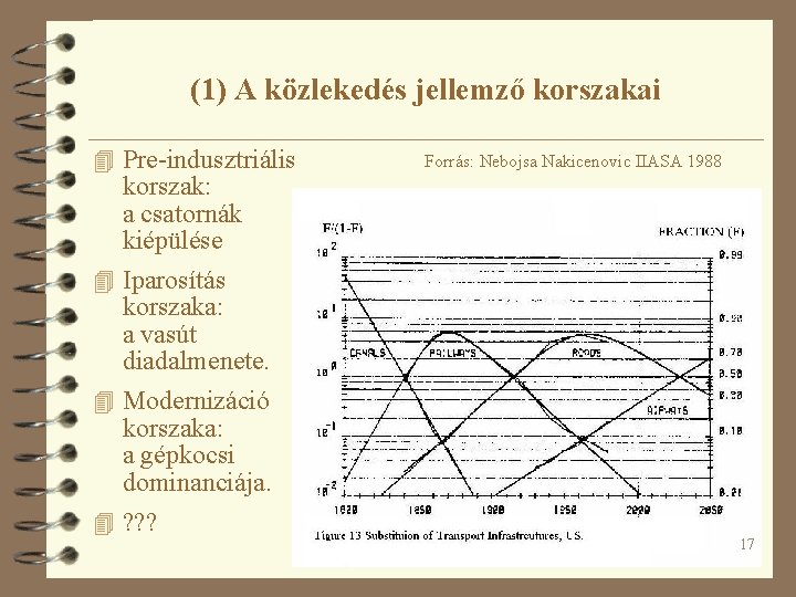 (1) A közlekedés jellemző korszakai 4 Pre-indusztriális korszak: a csatornák kiépülése 4 Iparosítás korszaka: