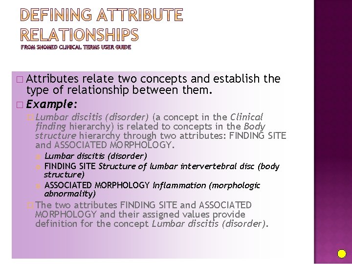 � Attributes relate two concepts and establish the type of relationship between them. �