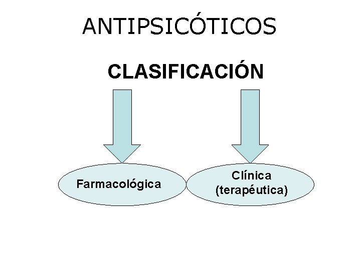 ANTIPSICÓTICOS CLASIFICACIÓN Farmacológica Clínica (terapéutica) 