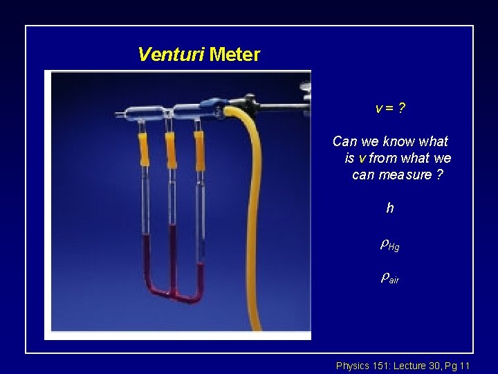 Venturi Meter v=? Can we know what is v from what we can measure