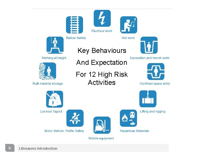 Key Behaviours And Expectation For 12 High Risk Activities 5 Lifesavers Introduction 