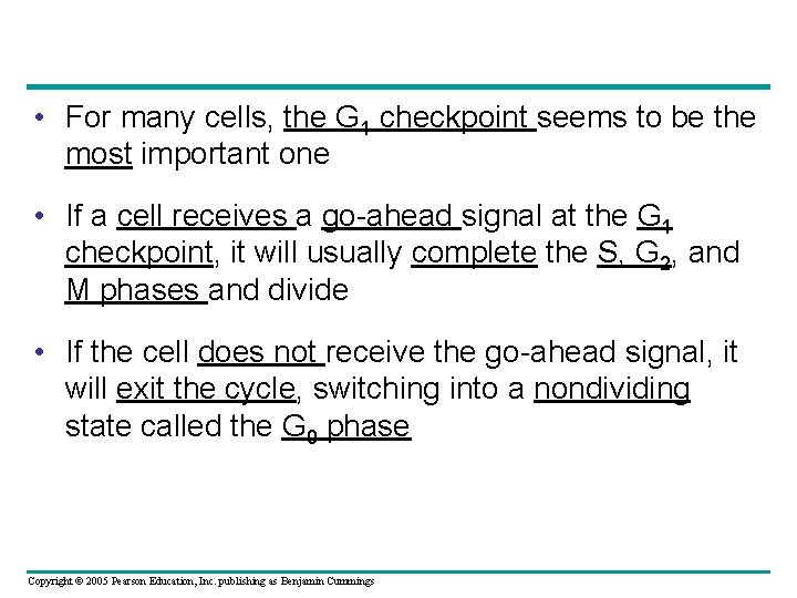 • For many cells, the G 1 checkpoint seems to be the most • For many cells, the G 1 checkpoint seems to be the most