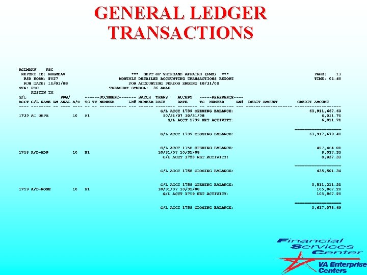 GENERAL LEDGER TRANSACTIONS 