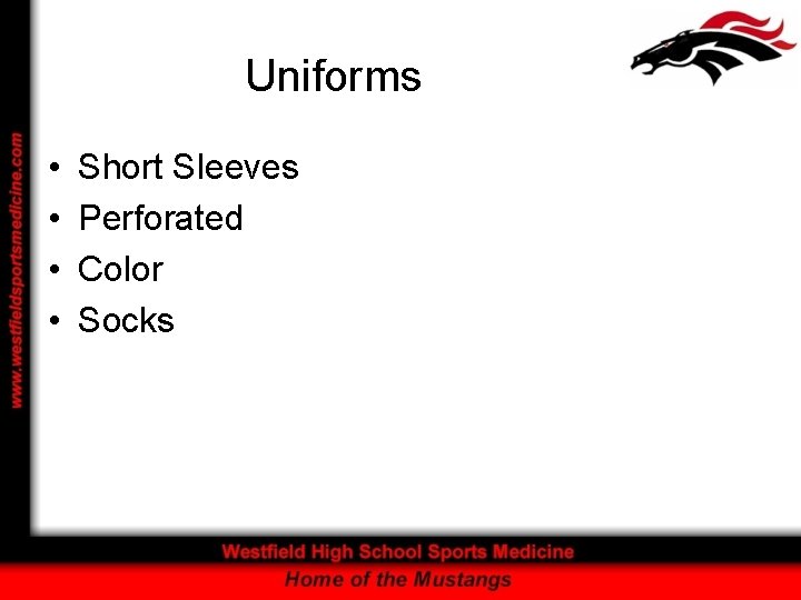 Uniforms • • Short Sleeves Perforated Color Socks 