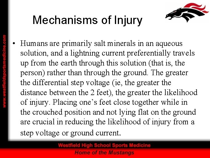 Mechanisms of Injury • Humans are primarily salt minerals in an aqueous solution, and