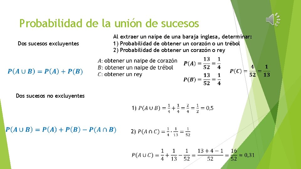 Probabilidad de la unión de sucesos Al extraer un naipe de una baraja inglesa,