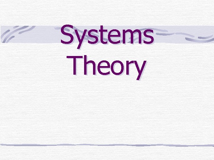 Systems Theory 