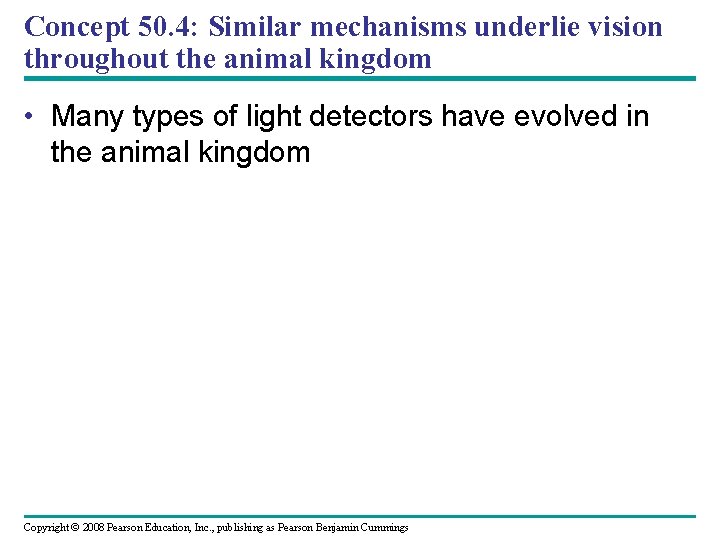 Concept 50. 4: Similar mechanisms underlie vision throughout the animal kingdom • Many types