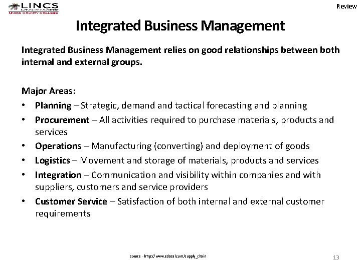 Review Integrated Business Management relies on good relationships between both internal and external groups.