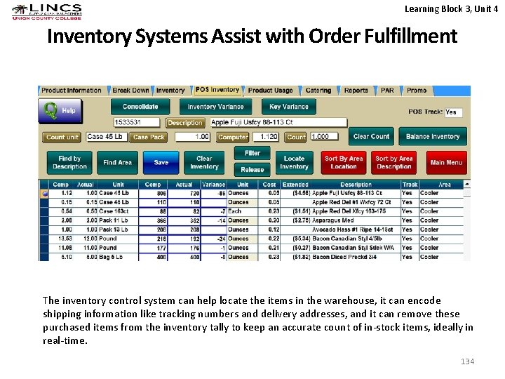 Learning Block 3, Unit 4 Inventory Systems Assist with Order Fulfillment The inventory control