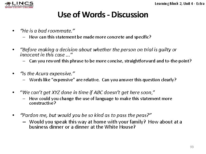 Learning Block 2, Unit 4 - Extra Use of Words - Discussion • “He