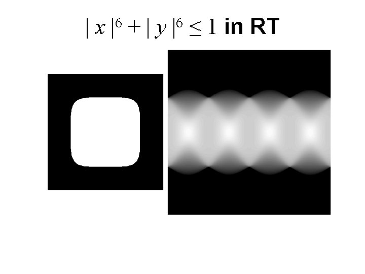 | x |6 + | y |6 ≤ 1 in RT | x |6 + | y |6 ≤ 1 in RT