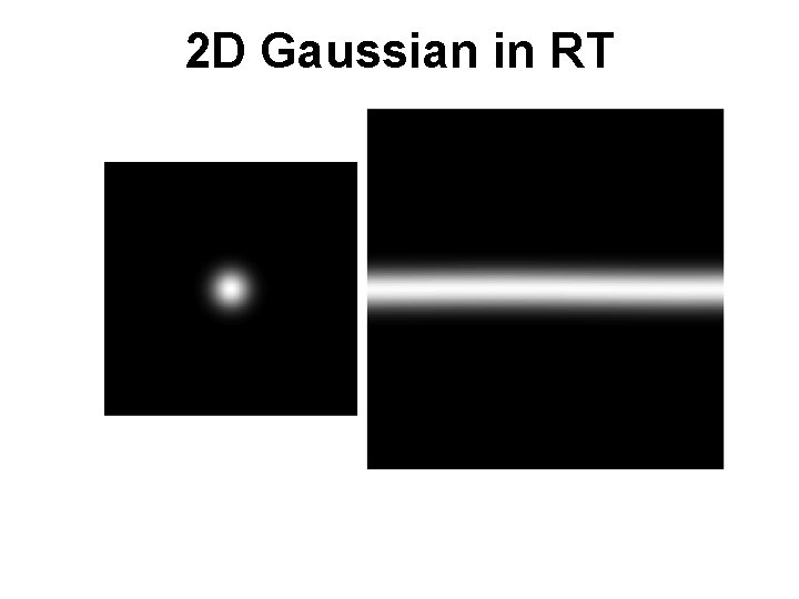 2 D Gaussian in RT 2 D Gaussian in RT