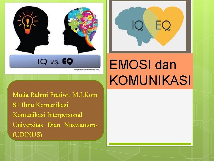 EMOSI dan KOMUNIKASI Mutia Rahmi Pratiwi, M. I. Kom S 1 Ilmu Komunikasi Interpersonal