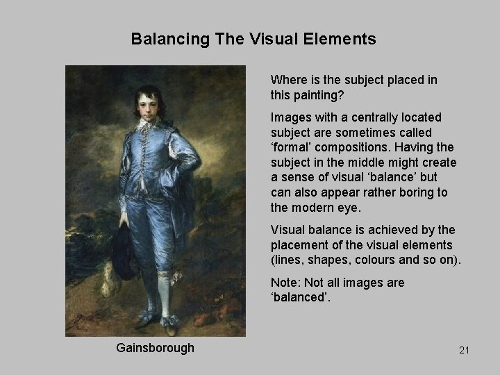 Balancing The Visual Elements Where is the subject placed in this painting? Images with