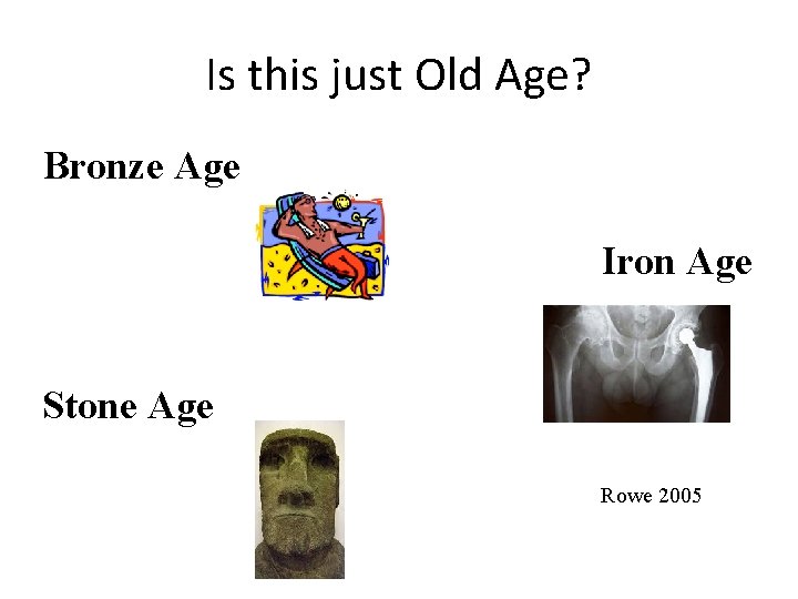Is this just Old Age? Bronze Age Iron Age Stone Age Rowe 2005 
