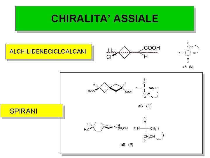 CHIRALITA’ ASSIALE ALCHILIDENECICLOALCANI SPIRANI 