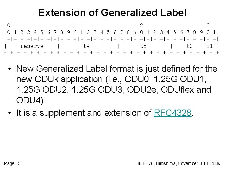 Extension of Generalized Label • New Generalized Label format is just defined for the