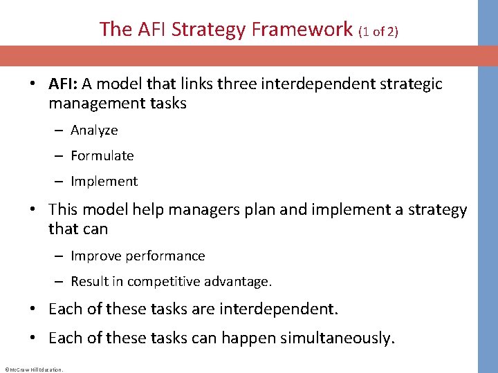 The AFI Strategy Framework (1 of 2) • AFI: A model that links three