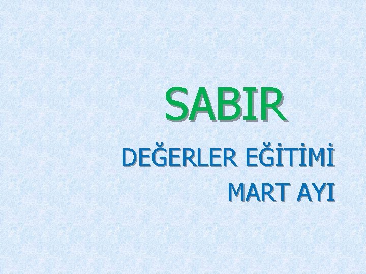 SABIR DEĞERLER EĞİTİMİ MART AYI 