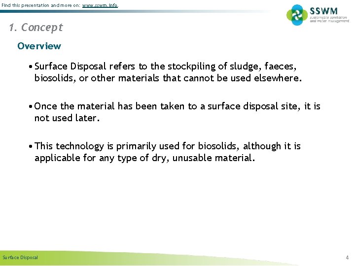 Find this presentation and more on: www. sswm. info. 1. Concept Overview • Surface