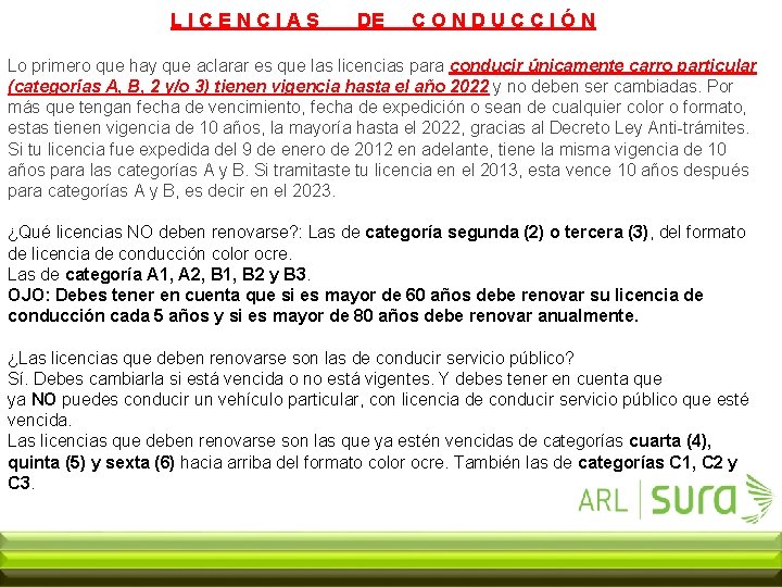 L I C E N C I A S DE C O N D