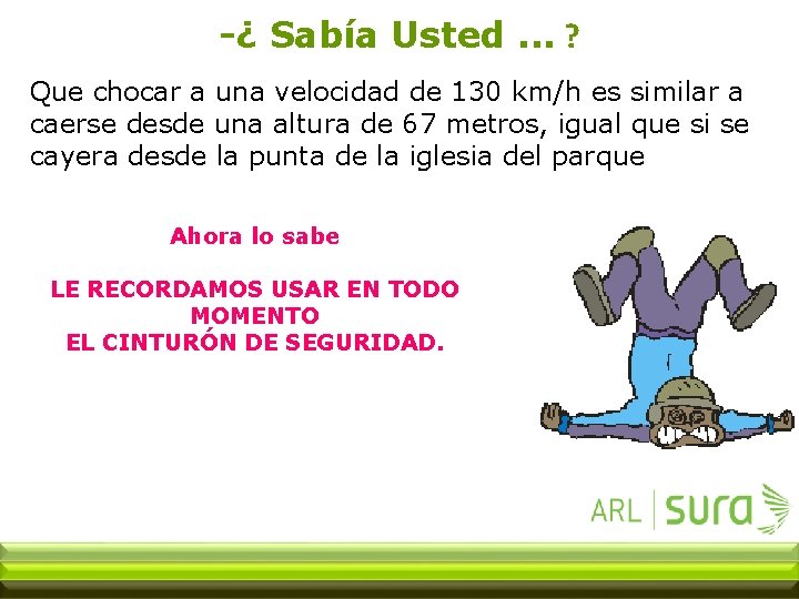 -¿ Sabía Usted. . . ? Que chocar a una velocidad de 130 km/h