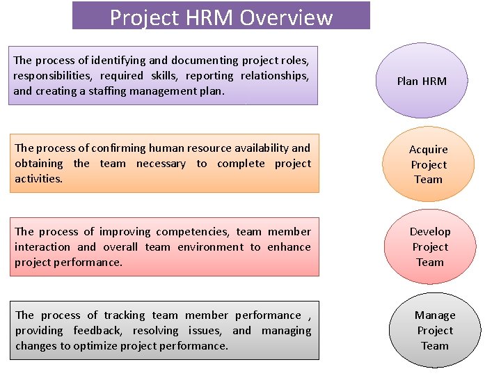 Project HRM Overview The process of identifying and documenting project roles, responsibilities, required skills, Project HRM Overview The process of identifying and documenting project roles, responsibilities, required skills,
