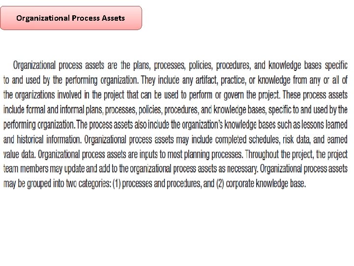 Organizational Process Assets Organizational Process Assets