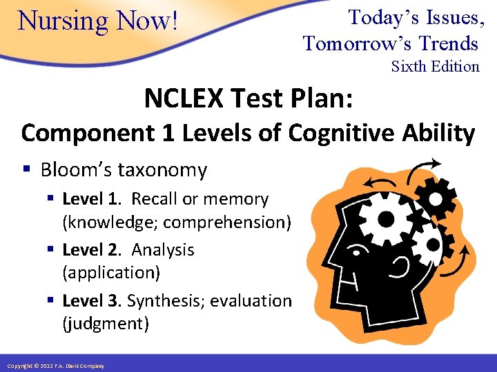 Nursing Now! Today’s Issues, Tomorrow’s Trends Sixth Edition NCLEX Test Plan: Component 1 Levels