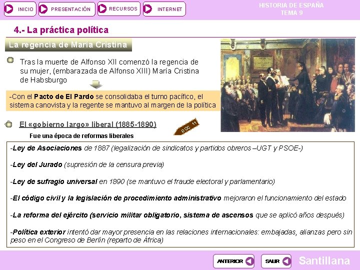 INICIO PRESENTACIÓN RECURSOS HISTORIA DE ESPAÑA TEMA 9 INTERNET 4. - La práctica política INICIO PRESENTACIÓN RECURSOS HISTORIA DE ESPAÑA TEMA 9 INTERNET 4. - La práctica política