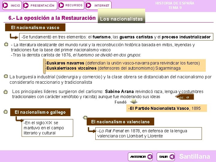 INICIO PRESENTACIÓN RECURSOS HISTORIA DE ESPAÑA TEMA 9 INTERNET 6. - La oposición a INICIO PRESENTACIÓN RECURSOS HISTORIA DE ESPAÑA TEMA 9 INTERNET 6. - La oposición a